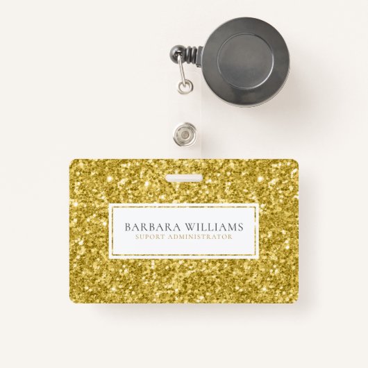 Gouden Faux Flitter Wit Accent Badge (Voorkant met intrekbare)