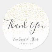 Gouden Faux Folie Confetti "Dank u" Sticker (Voorkant)