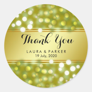 Gouden Faux Folie Glitter Dank u Bruiloft Confetti Ronde Sticker
