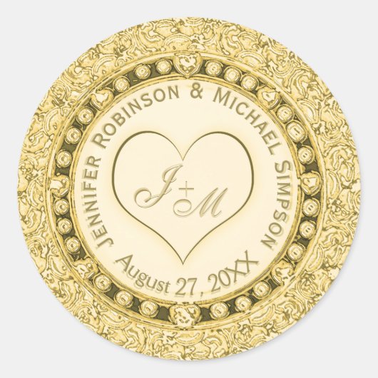  gouden faux Folie hart Ronde Sticker (Voorkant)