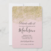 Gouden Faux Glitter Blush Roze Sparkle Kaart (Voorkant)