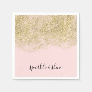 Gouden Faux Glitter Blush Roze Sparkle Servet
