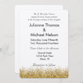 Gouden Faux Glitter Bruiloft Kaart (Voorkant / Achterkant)