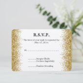 Gouden Faux Glitter Bruiloft RSVP (Staand voorkant)