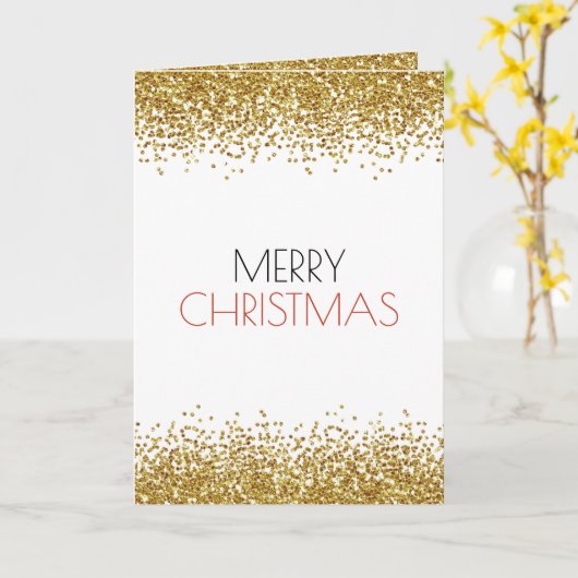 Gouden Faux Glitter Confetti Kaart (Gele Bloem)