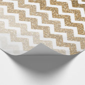 Gouden Faux Glitter Glitzy Chevron Ombre Verjaarda Cadeaupapier (Hoek)