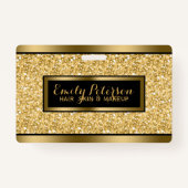 Gouden Faux Glitter Gouden en Zwarte Accenten Badge (Achterkant)