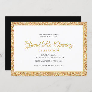 Gouden Faux Glitter Grote heropening uitnodiging