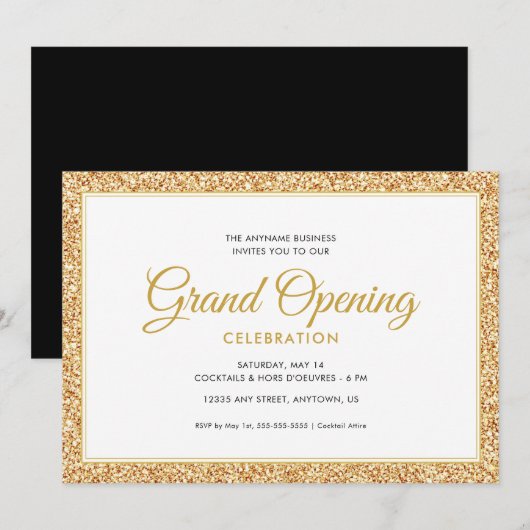 Gouden Faux Glitter | Grote opening Kaart (Voorkant / Achterkant)