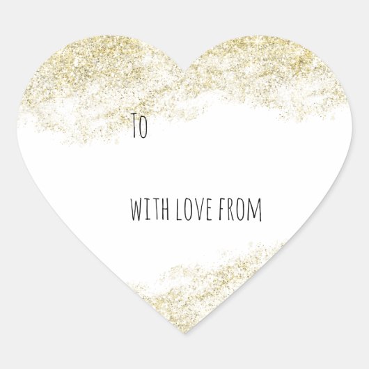 Gouden Faux Glitter Hart Sticker (Voorkant)