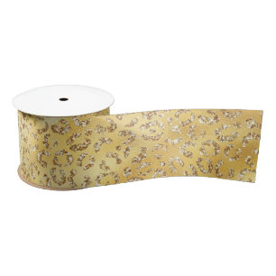 Gouden Faux Glitter Luipaard Print Lint