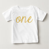 Gouden Faux Glitter Script 1e Verjaardag (Voorkant)