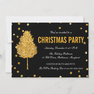 Gouden Faux Glitter Tree Modern Kerstfeest Kaart