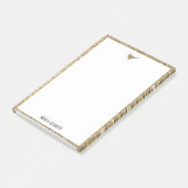 Gouden Faux Glitter Vogel & Rand op Wit Post-it® Notes (Schuin)