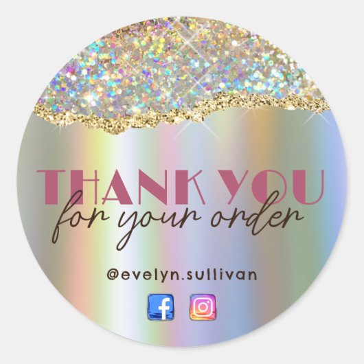 Gouden Faux Iridescent Glitter Folie Sticker (Voorkant)