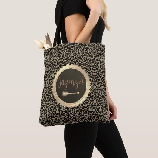 Gouden Faux Leopard gepersonaliseerd Draagtas (Dichtbij)