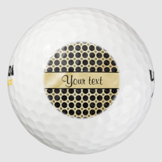 Gouden Faux & Sparkly Black Glitter Spots Golfballen
