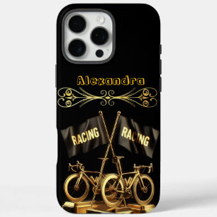 Gouden fietsvlaggen in een gedurfd display iPhone 16 pro max hoesje