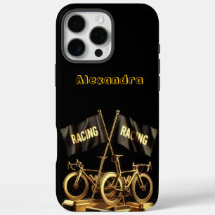 Gouden fietsvlaggen in een gewaagde weergave iPhone 16 pro max hoesje