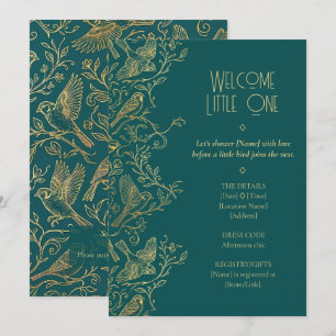 Gouden Filigraan Art Deco Musje Baby Shower Kaart