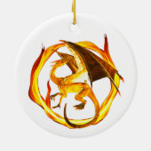 Gouden Flamingo Fantasie Draak Keramisch Ornament (Achterkant)