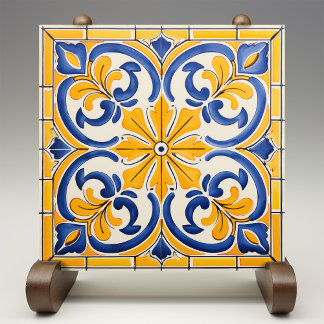 Gouden Fleur-de-Lis Azulejo Print Tegeltje