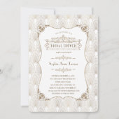 Gouden Fleur-de-lis Great Gatsby 20s Bruidsdiner Kaart (Voorkant)