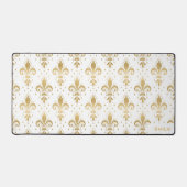 Gouden fleur-de-lis naadloos patroon op wit bureaumat (Voorkant)