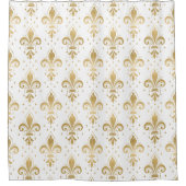 Gouden fleur-de-lis naadloos patroon op wit douchegordijn (Voorkant)