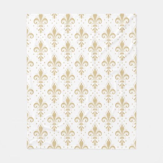 Gouden fleur-de-lis naadloos patroon op wit fleece deken (Voorkant)