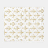 Gouden fleur-de-lis naadloos patroon op wit fleece deken (Voorkant (Horizontaal))