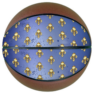 Gouden Fleur de Lis op Blauw Basketbal