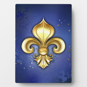 Gouden Fleur de Lis op Blauw Fotoplaat