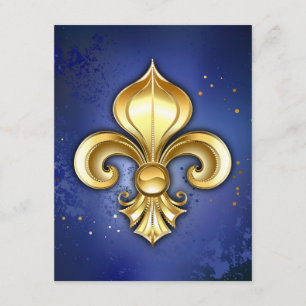 Gouden Fleur de Lis op Blauw Informatiekaartje