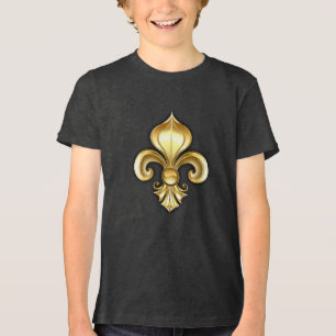 Gouden Fleur de Lis op Blauw Tri-Blend Shirt
