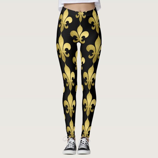 Gouden Fleur de Lis op elke kleur Leggings (Voorkant)