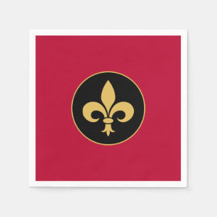 Gouden Fleur-de-Lis op karmozijnrood Servet