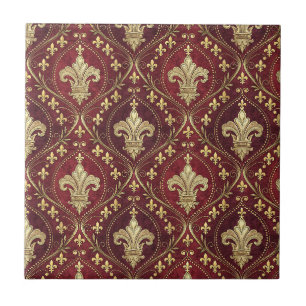 Gouden Fleur-de-lis Rode Fluwelen Koninklijk Ontwe Tegeltje
