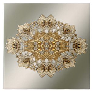 Gouden  Floral Keramische Tegel Tegeltje