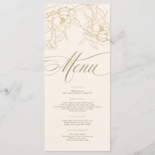 gouden florale pony, Ivory Wedding Menu-kaart Programma