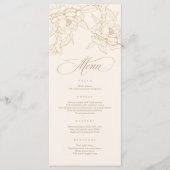 gouden florale pony, Ivory Wedding Menu-kaart Programma (Voorkant)