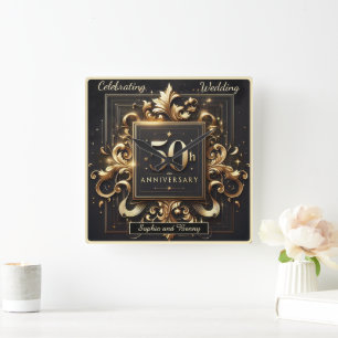 Gouden Flourish: 50-jarig jubileumontwerp Vierkante Klok