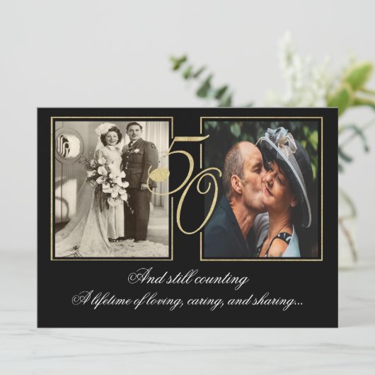 Gouden Folie 50ste Verjaardagsviering Kaart (Staand voorkant)