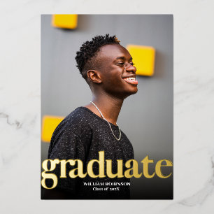 Gouden FOLIE AFSTUDEREN TWEE FOTO'S AFSTUDEERCEREM Uitnodiging