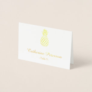Gouden folie ananas plaats kaart escortkaart