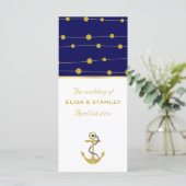 Gouden folie anker nautische bruiloft programma (Staand voorkant)