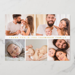 Gouden Folie Baby Fotosamenstelling Aangepaste bed Uitnodiging