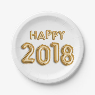 Gouden Folie Ballonnen Happy 2018 Oudejaarsfeest Papieren Bordje