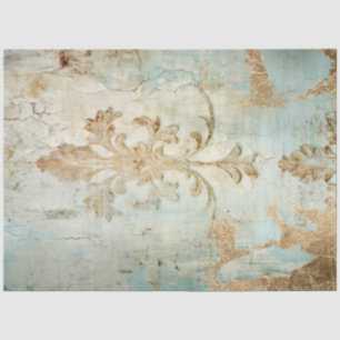  gouden folie barok ornament blauw grunge tissuepapier