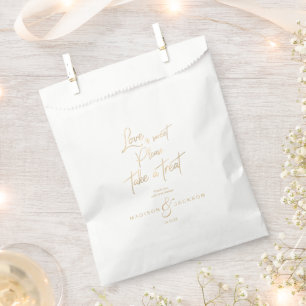Gouden folie belettering liefde is zoet hebben een bedankzakje